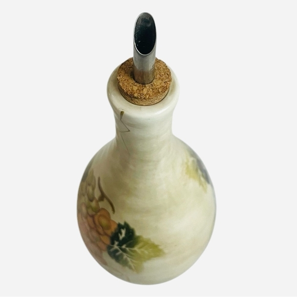 Olive Oil Bottle Cabernet Tabletops Unlimited Hand Painted Ceramic Oil Bottle - Picture 6 of 10
